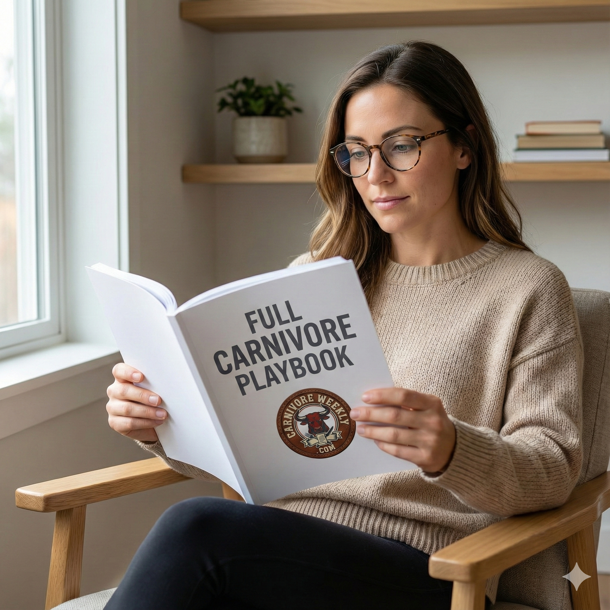 Woman reading Full Carnivore Playbook